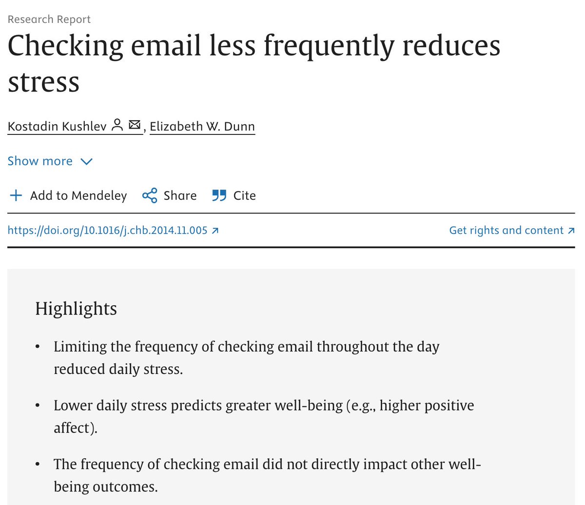 Turn off your notifications and only check your email a few times a day

It will improve your stress levels, mood, productivity, and change peoples unrealistic expectations of you