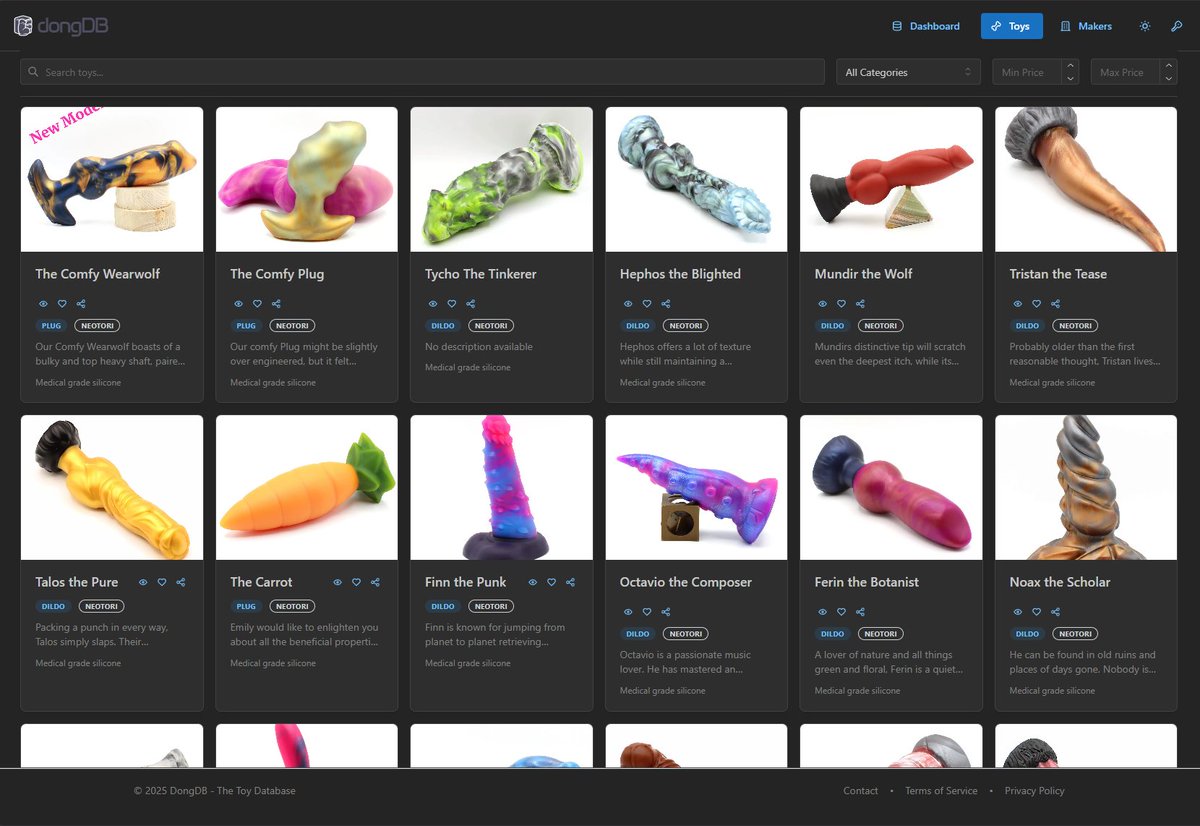 _dongDB's tweet image. Update:
- All the current toys of the maker @Neotori_Toys are now archived. Sizes are converted and also accessories are added.
- Added categories: Paws, Masturbators, Stroker
- Caching and performance will be tweaked this week

Stay floppy!