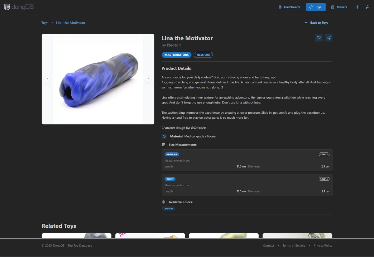 _dongDB's tweet image. Update:
- All the current toys of the maker @Neotori_Toys are now archived. Sizes are converted and also accessories are added.
- Added categories: Paws, Masturbators, Stroker
- Caching and performance will be tweaked this week

Stay floppy!