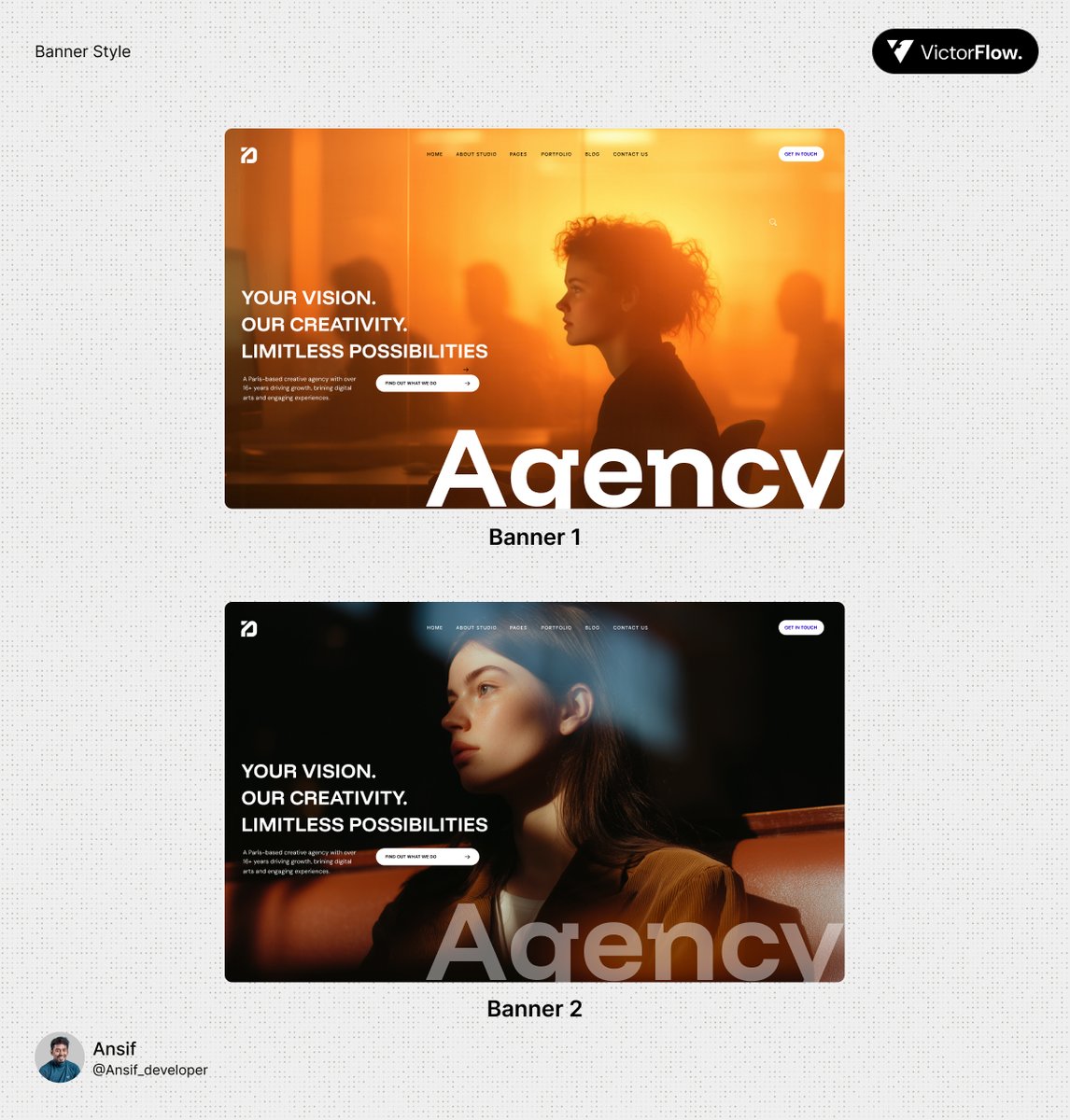 Ansif_developer's tweet image. Cooking up a new template
Banner 1 vs Banner 2 — which one wins your vote?