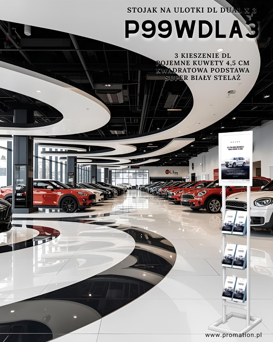 Promation_pl's tweet image. Stojak P99wDLa3 – 3 podwójne kuwety DL i rama OWZ A3 na plakat.
Elegancki, stabilny, z opcją kółek – idealny do biur, hoteli i na targi.
👉 promation.pl/stojaki-na-fol…