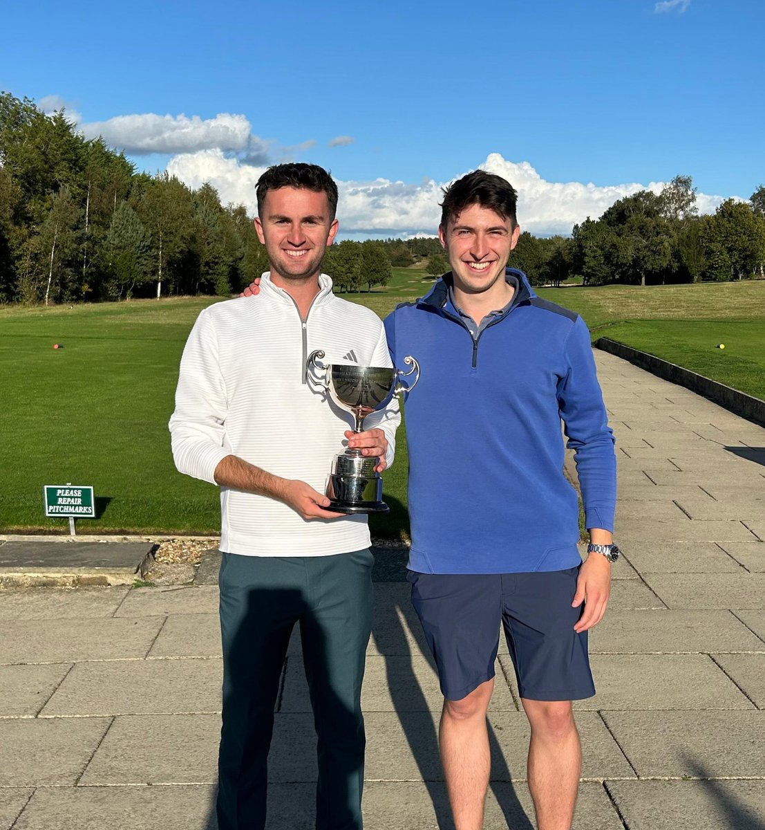 Congrats to IGC's Henry Croft on retaining the H&amp;DUGC’s Scratch Matchplay title at <a href="/pannalgolfclub/">Pannal Golf Club</a> 

Henry won 3&amp;2 in a tough match against Steve Whitwham of Bedale GC in the final, with both playing incredible golf

Henry, holding trophy with his caddy on the day, Ed Leech