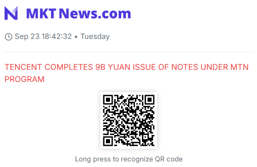Sino_Market's tweet image. TENCENT COMPLETES 9B YUAN ISSUE OF NOTES UNDER MTN PROGRAM
#TENCENT