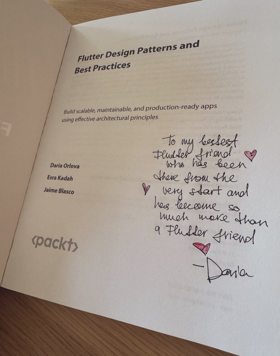 Roaa 🦄💙 (@roaakdm) on Twitter photo A year later and I finally managed to get my copy signed by the one and only <a href="/dariadroid/">Daria ✏️🌍🐰💙</a> 😌🥳 Proud to be your friend 🥹💙🫶🏻
A must-read for every #Flutter dev👌🏼 A year later and I finally managed to get my copy signed by the one and only <a href="/dariadroid/">Daria ✏️🌍🐰💙</a> 😌🥳 Proud to be your friend 🥹💙🫶🏻
A must-read for every #Flutter dev👌🏼