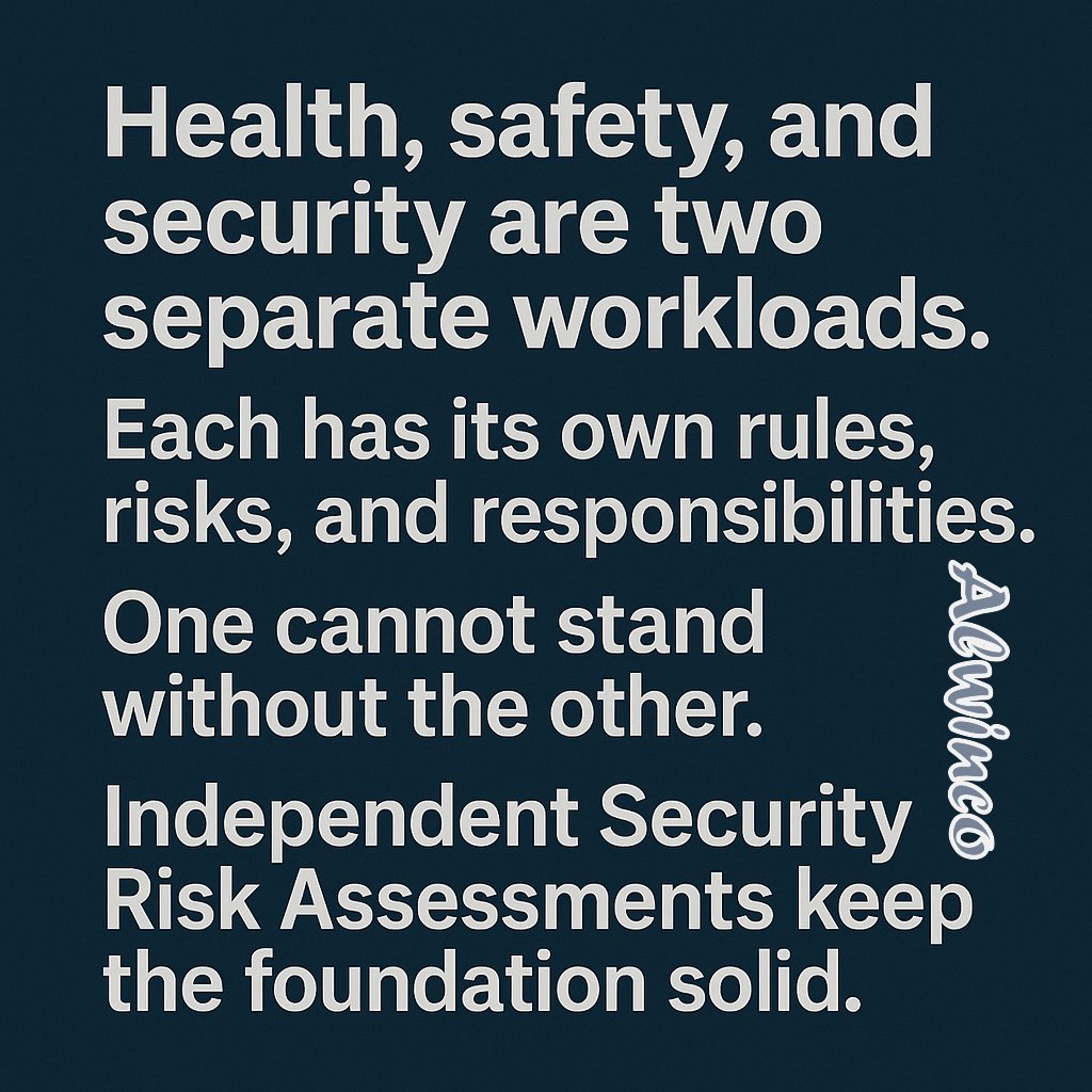 Alwinco's tweet image. Health, safety &amp;amp; security are separate loads with unique risks. One can’t stand without the other. Independent Security Risk Assessments keep the foundation strong. #Alwinco #SecurityRiskAssessment #Crime
@DBNMetroPolice 
@Sabric 
@issafrica