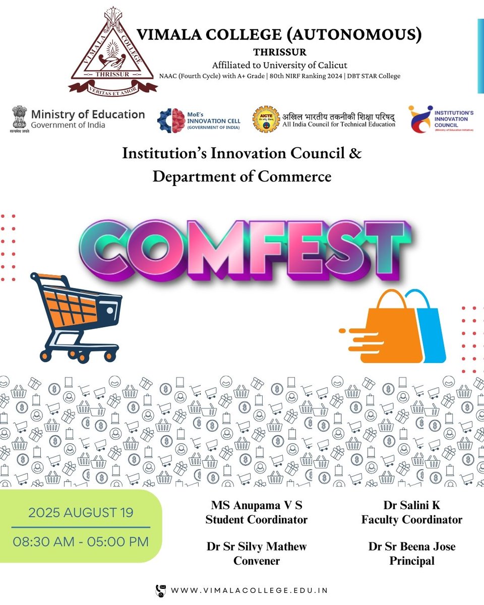 VimalaCollege's tweet photo. IIC in association with Department of Commerce organized Comfest on 2025 August 19 https://t.co/iekGqg0o6U