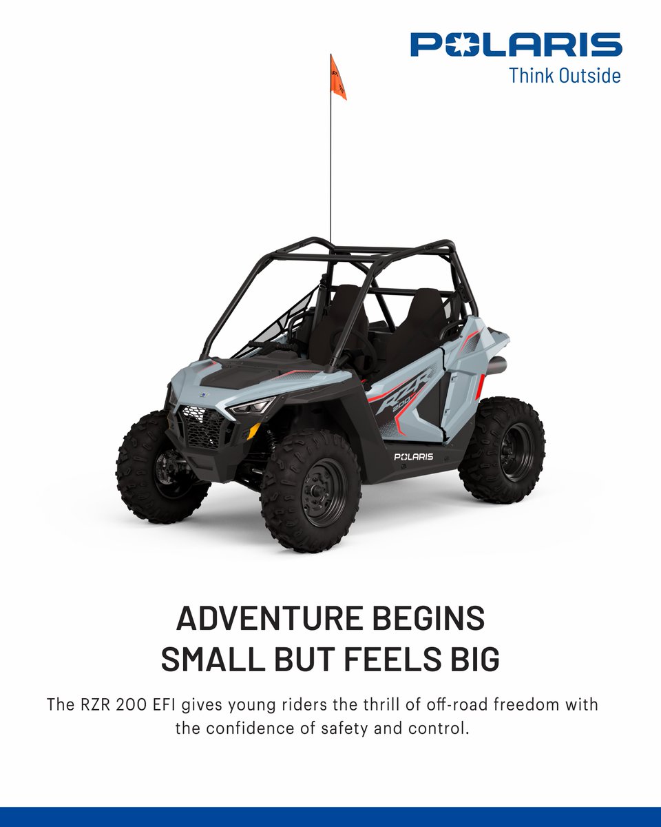 RZR 200 EFI offers safe, fun, and adventurous rides, giving young riders   excitement and parents lasting peace of mind.. -
#RZR200EFI #PolarisYouth #OffRoadKids #TrailRiders #SafeAdventures #FamilyFun #MiniRZR #NextGenRiders