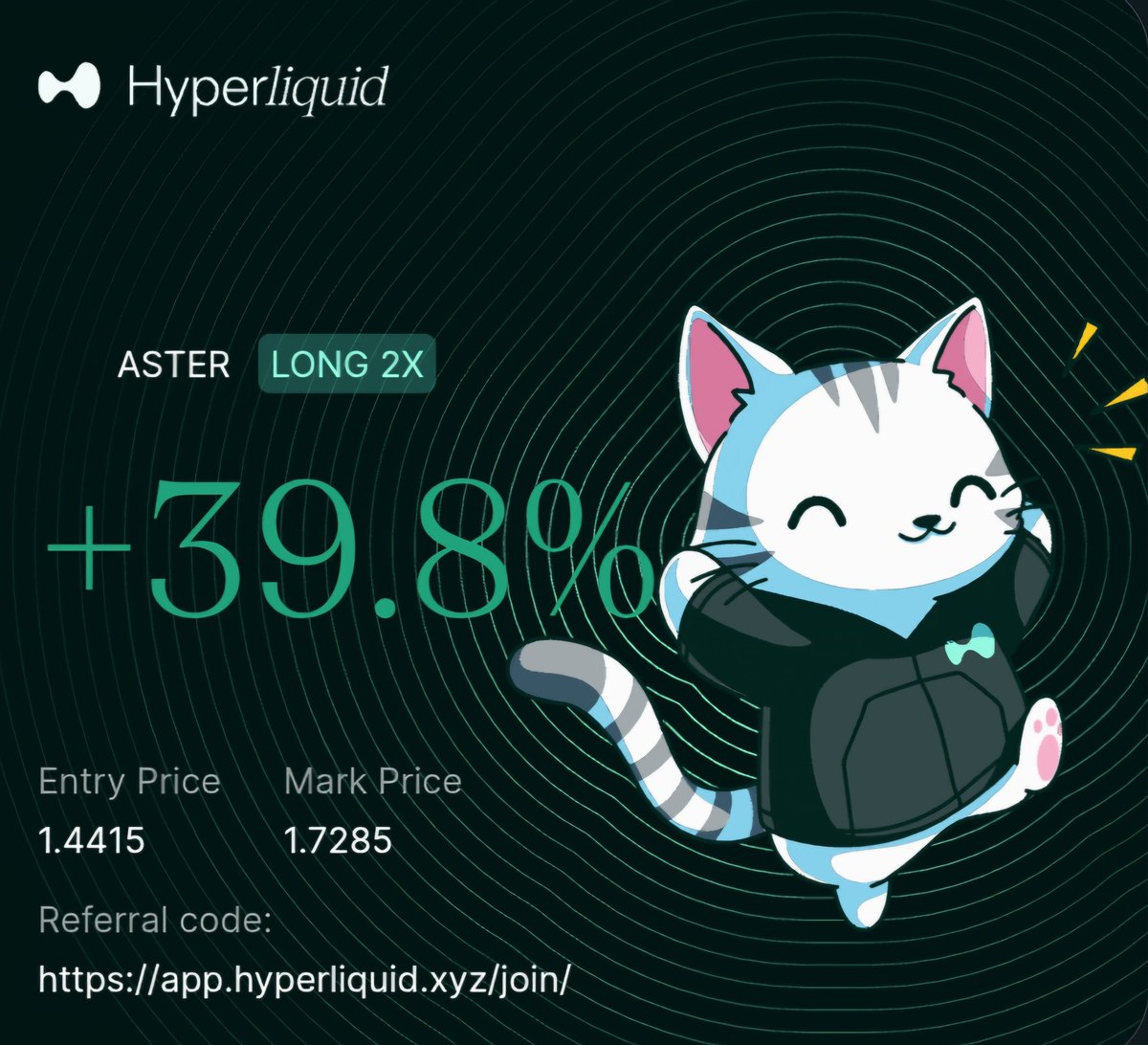 Since everyone is sharing their PnL cards

Fuck it we longed $ASTER and avoided disaster

Probably safe to take profits now, idk how that thing is valued at $14B