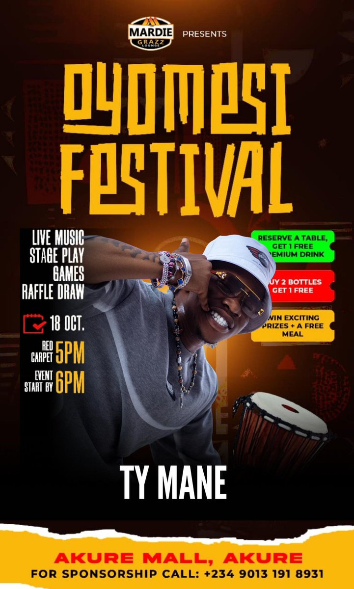 olaniranfaith's tweet photo. The drums are set, the culture is alive, and the vibes are unstoppable it’s @iamoyomesi Festival 2025.

Be part of the tradition, the music, and the magic

#WhereCultureMeetsVibes
#ThespiritofOyomesi

October 18th, 2025 live at  MARDIE GRAZZ LOUNGE at @akuremall https://t.co/eGzOJb2qjV