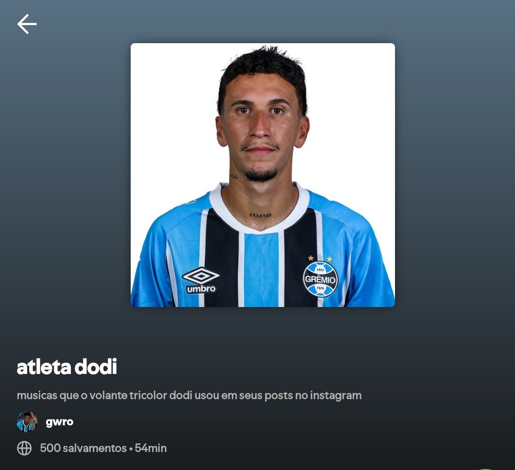 Bom dia! Já são 500 amantes da playlist Atleta Dodi no Spotify.