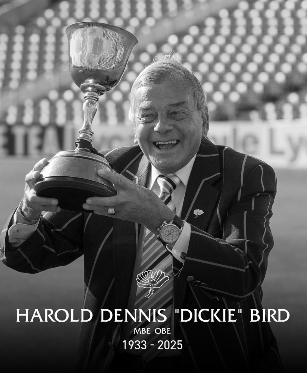 I happen to be at Headingley today, home of <a href="/YorkshireCCC/">Yorkshire CCC</a>.  as news of the passing of Harold ‘Dickie’ Bird is announced by the club.

Yorkshire through and through, I loved my chats with him, a lovely character, much loved across the world. He’ll be missed. #RIPDickie