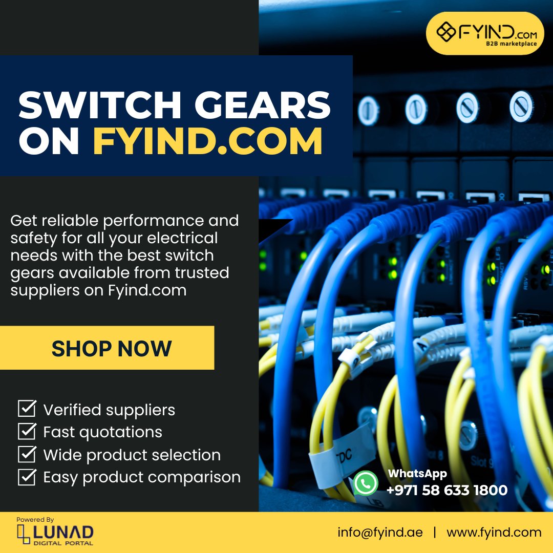 FYIND_COM's tweet image. Upgrade your electrical setup with trusted switch gears from FYIND. Ask for quick quote here - fyind.com/uae/en/tools-a…

.

#switchgears #electricalswitchgear #testinstruments #industrialsupplies #b2bmarketplace #fyind #uae #dubai #electricalsupplies #electricalsafety