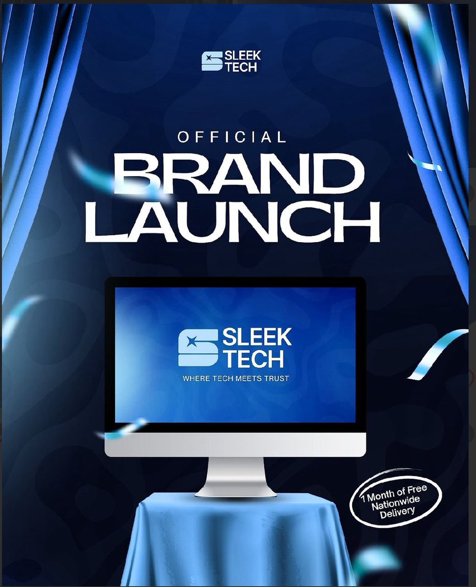 SleekTech_'s tweet image. 🚀 We are proud to officially launch SleekTech – Where Tech Meets Trust.
Enjoy 1 month of free nationwide delivery as we begin this journey of delivering innovative and reliable tech solutions. 💼

#SleekTech #BrandLaunch #TechWithTrust #Tech