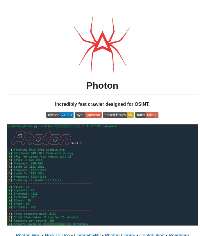 HackingTeam777's tweet image. ☄️Photon - Fast web crawler for osint and recon
🚀github.com/s0md3v/Photon