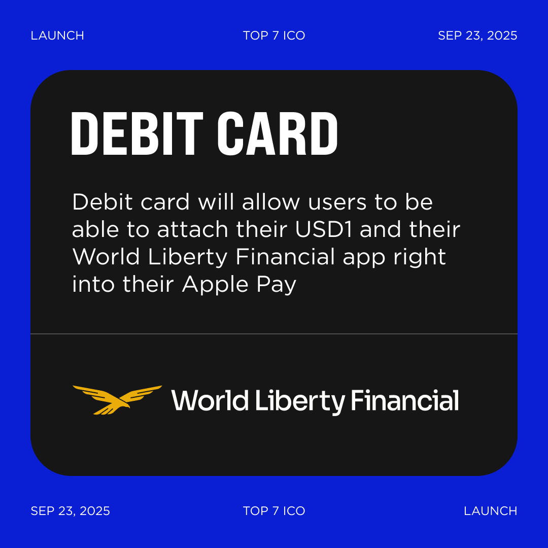 World Liberty $WLFI will launch debit card soon Debit card will allow users  to be able to attach their USD1 and their World Liberty Financial app right  into their #ApplePay #WorldLibertyFinancial