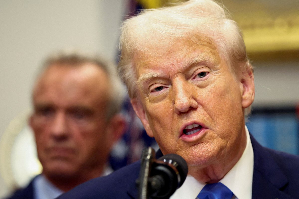 Reuters's tweet photo. 🔊 What you need to know today:

- France formally recognizes Palestinian state
- Trump urges pregnant women to avoid Tylenol
- Disney announces Jimmy Kimmel return https://t.co/awsLUzZYpv https://t.co/oSll9ctZnp
