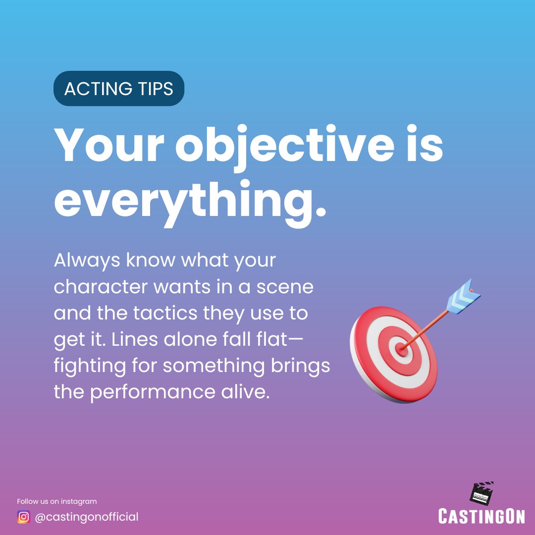 ✨ Great acting isn’t about reciting lines—it’s about intention. When you know your character’s objective and fight for it with tactics, every moment feels alive, real, and unforgettable. 🎬
.
Join our Telegram channel ✨ t.me/+etuTYer1H7QyZ… 

#Castingon #Castingcall