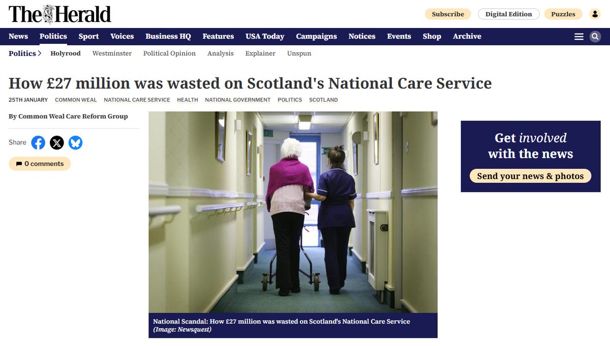 Meanwhile, £27 million wasted over the last three years for the now scrapped National Care Service plans.