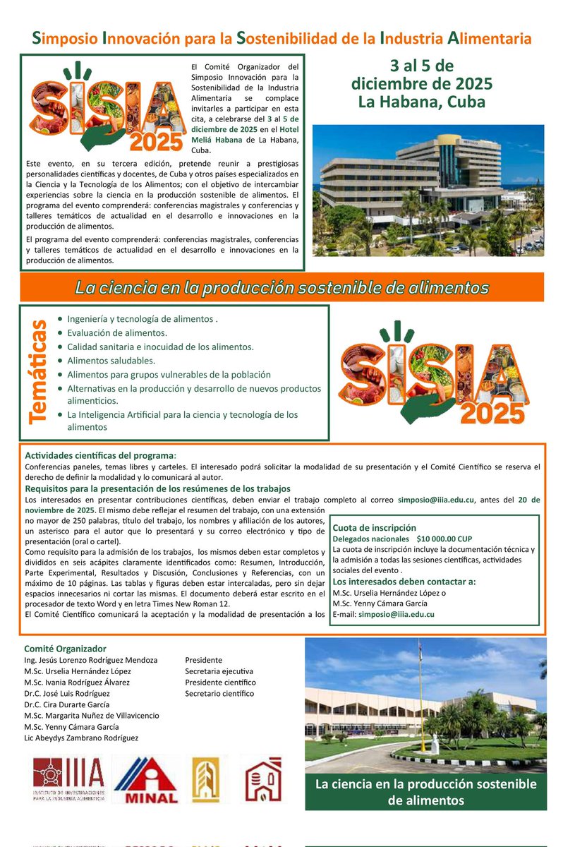 🙋¡ABREN INSCRIPCIONES!
👉Simposio: Innovación para la Sostenibilidad de la Industria Alimentaria.
👉Te invitamos a un espacio único donde la ciencia, la tecnología y la industria se unen para construir un sistema alimentario más sostenible, ético y eficiente.
<a href="/seguidores/">seguidores</a>