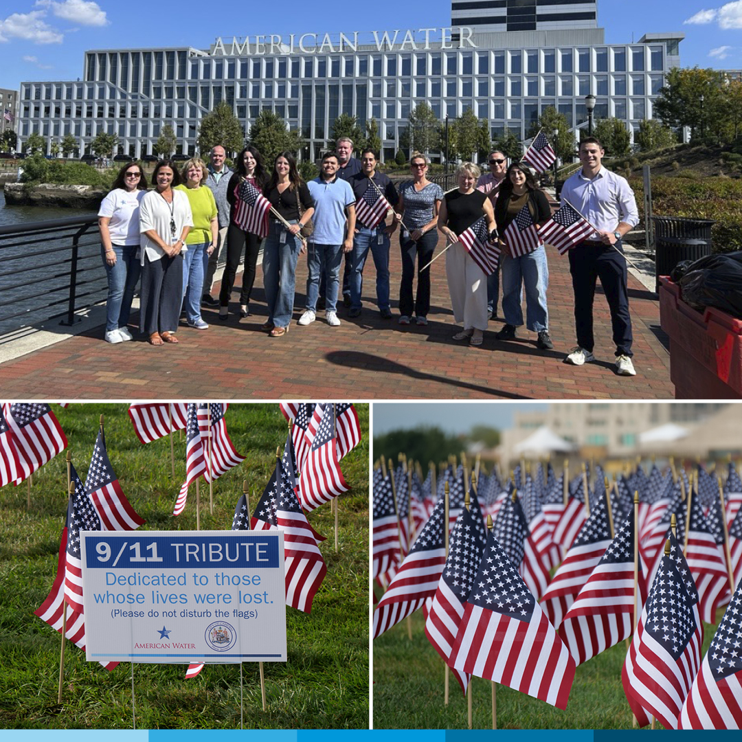 Thank you to the American Water employee volunteers for their time last week, helping to collect the 2,977 American flags from RCA Pier Park on the Camden waterfront. The flags used for the annual 9/11 tribute were donated to the <a href="/camdencountynj/">Camden County</a> Veteran Affairs, to be used again