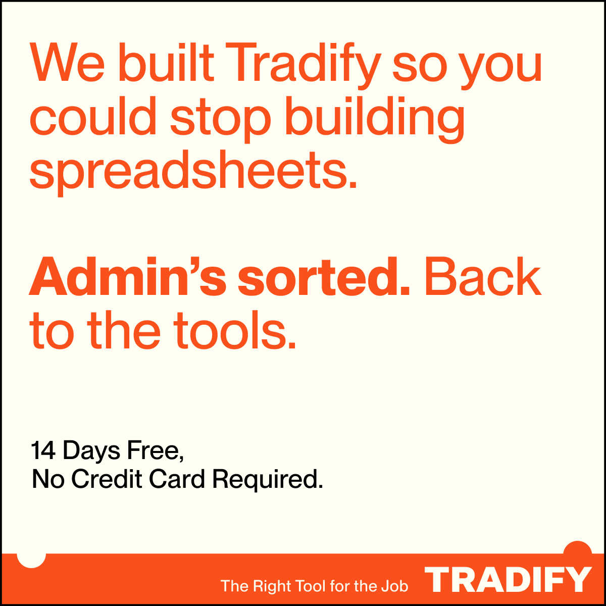Tradify (@tradifyhq) on Twitter photo Tired of juggling spreadsheets and chasing paperwork? Tradify’s job management software sorts your admin so you can get back on the tools.
✅ 14-day free trial
✅ No credit card needed
Start now: bit.ly/2XmjciQ
#Tradify #TradieLife #PlumberSoftware #ElectricianSoftware Tired of juggling spreadsheets and chasing paperwork? Tradify’s job management software sorts your admin so you can get back on the tools.
✅ 14-day free trial
✅ No credit card needed
Start now: bit.ly/2XmjciQ
#Tradify #TradieLife #PlumberSoftware #ElectricianSoftware