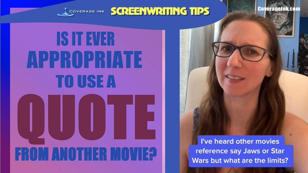 coverage_ink's tweet image. Is it a good idea to reference other #movies in your #screenplay? The answer may surprise you.
Watch here: youtu.be/gVHfO0jKB4I?si…
#screenwriting #writingcommunity