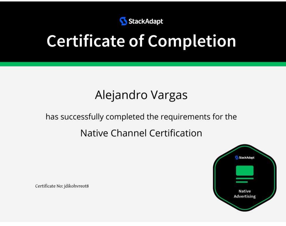 AlejoVargasP's tweet image. Good , new Skills in #programmatic by @StackAdapt #native