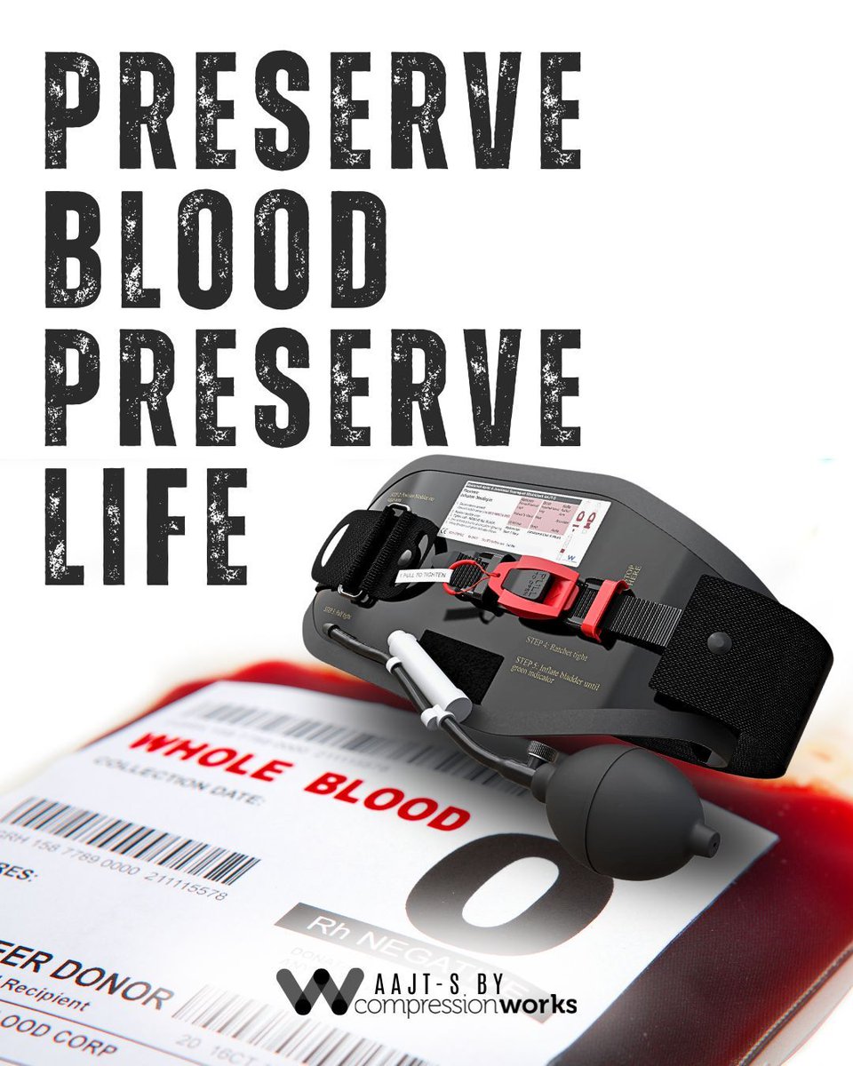 CompressionWork's tweet image. Preserve Blood. Preserve Life.

In a time of limited blood supply and rising demand, hemorrhage control isn’t optional.

The AAJT‑S gives your team the power to stop bleeding fast, preserve blood volume, and improve resuscitation outcomes — with or without access to whole blood.