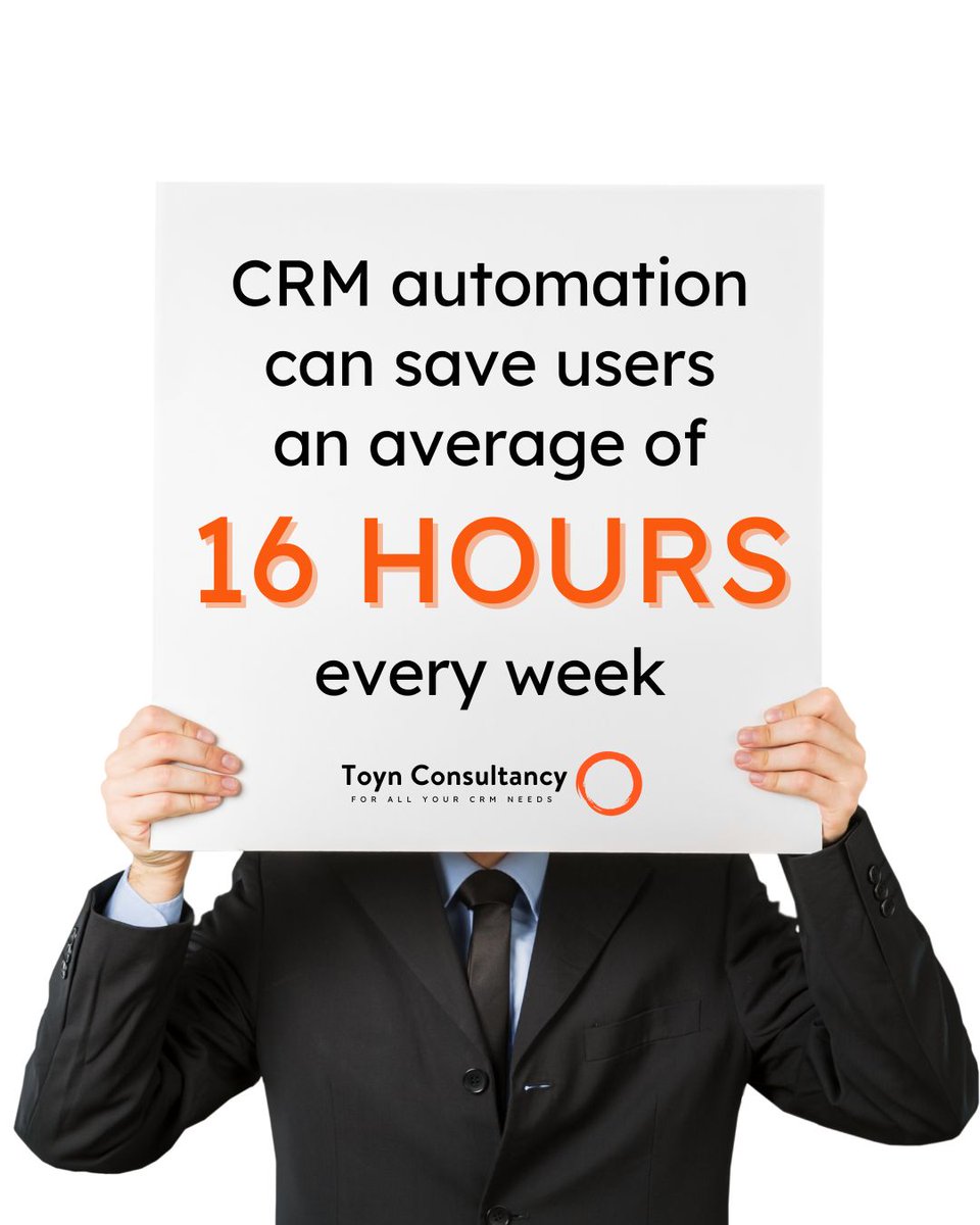 Toynconsultancy's tweet image. CRM automation can save users an average of 16 hours every week. Imagine what you could achieve with those extra hours. We help you work smarter, not harder, so you have more time for what really matters.

 #WorkSmarter #AutomationPower #ConsultingFacts #SaveTime #Efficiency