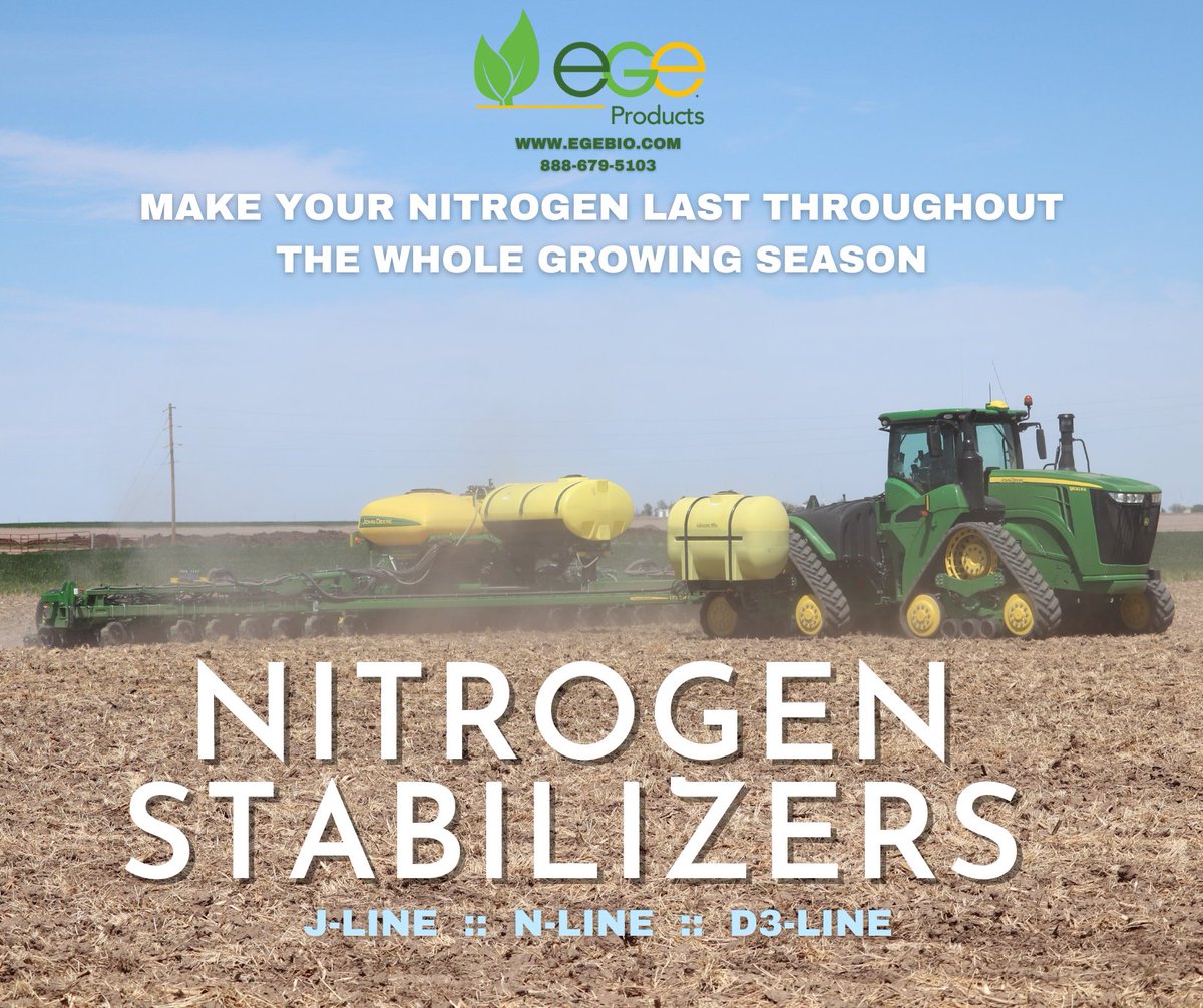Reduce the volatility of Nitrogen products, and keep Nitrogen where you apply it.
Visit egebio.com or call 888-679-5103 to find a dealer near you.
#egeproducts #nitrogenstabilizers #powerineverydrop