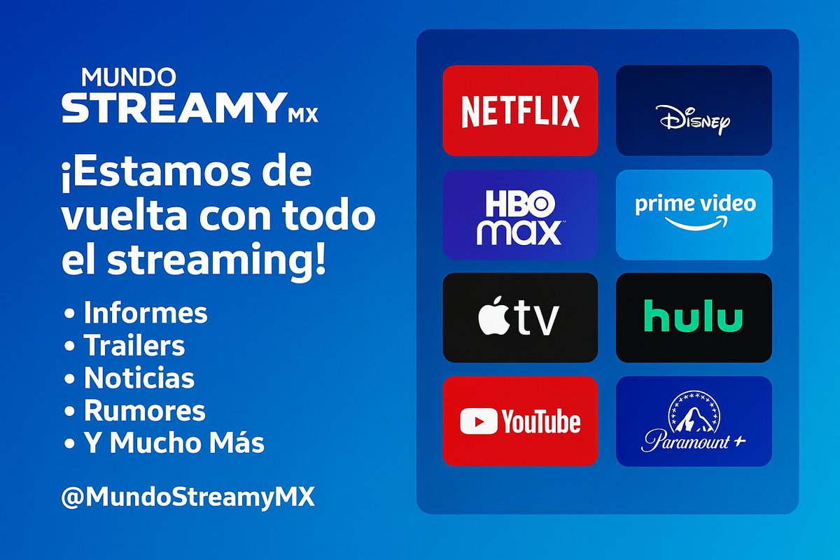 mundostreamymx's tweet photo. 📺✨ ¡Estamos de vuelta!
Lo mejor del streaming en un solo lugar: noticias, trailers, rumores y más. 🚀🔥
#Streaming #Series #Películas #MundoStreamyMX https://t.co/R15XWJyJ3z