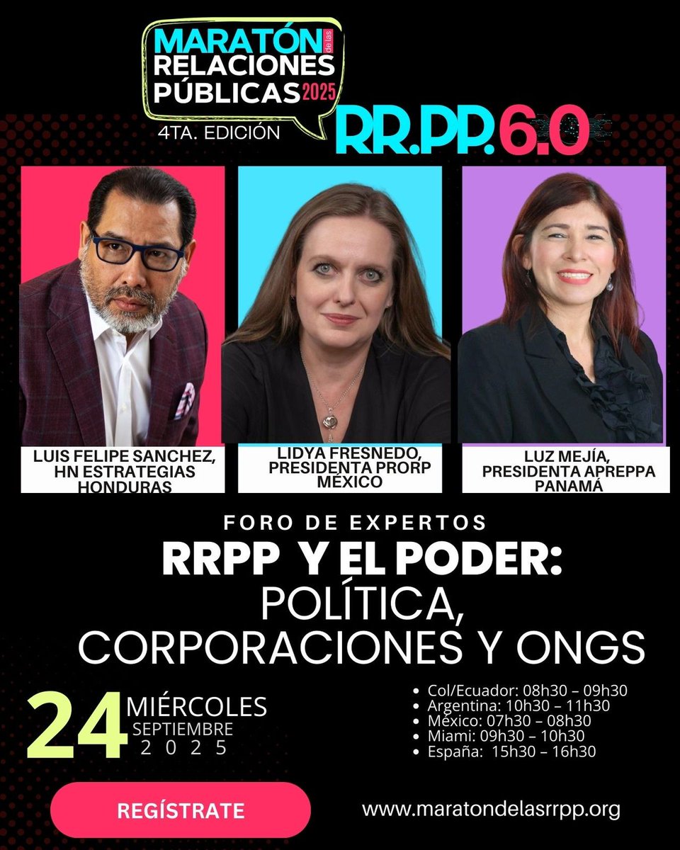 Desde <a href="/PRORPMexico/">PRORP</a>  los invitamos a participar en el Maratón de Relaciones Públicas 2025-
Inscribanse ya!!! inicia mañana miércoles 24 de septiembre de 2025…
Visiten: maratondelasrrpp.org y registrense hoy mismo