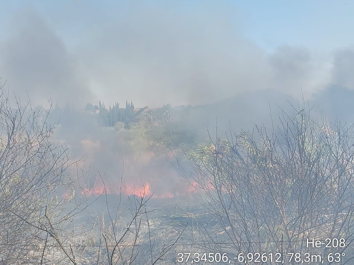Plan_INFOCA's tweet photo. 🔴Trabajamos en la extinción del #IFHuelva, paraje Peguerillas.

MEDIOS:
🧑‍🚒1 grupo de bomberos forestales
🚒1 autobomba
🛩️2 de carga en tierra https://t.co/CUQqcO5Gte