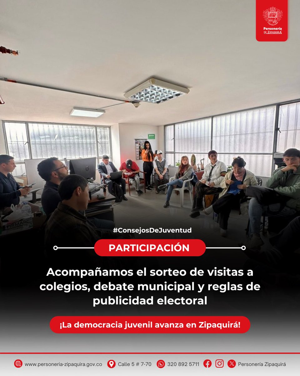 🙌 ¡La democracia juvenil avanza en Zipaquirá! 

Acompañamos el sorteo de visitas a colegios, debate municipal y reglas de publicidad electoral.

instagram.com/p/DO83yC9kbHO/…