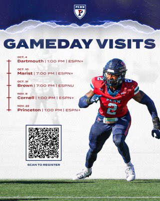 Excited to be at UPenn Oct. 4th for a game day visit! Thank you <a href="/CoachCless/">Marvin Clecidor</a> <a href="/David_Josephson/">David Josephson</a> for the invites