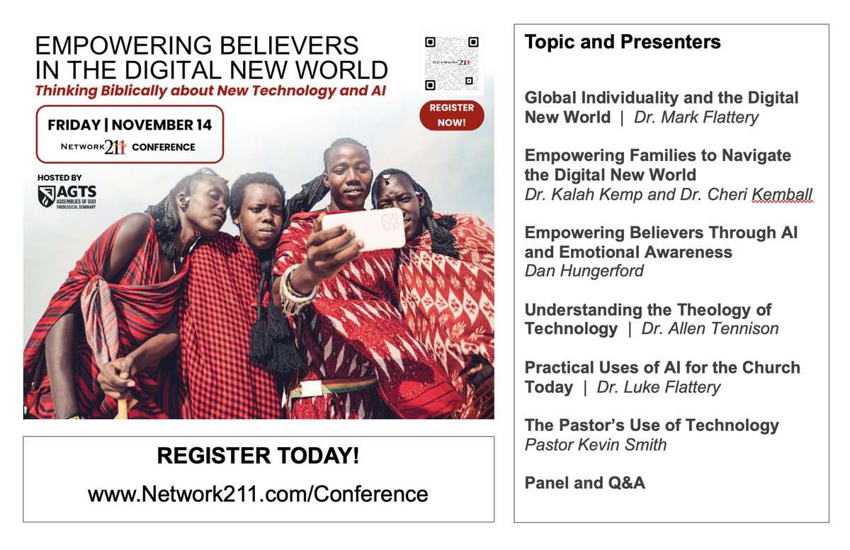 markflattery's tweet photo. We must leverage the Internet and AI as a tool of the Gospel. Join us in this conversation and register today at https://t.co/DQr1eo1yb2. https://t.co/DeqrCUXs40