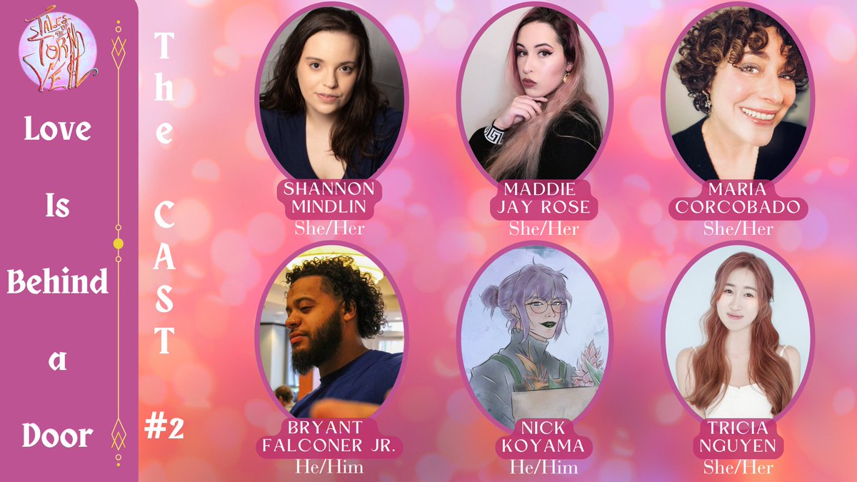 TextAdventureTA's tweet image. 💜PART 2 OF OUR CAST! 💜
Meet some more of the amazing group that will be playing our dateables! 

Shannon Mindlin
@MaddieJayRose 
@MariaVoiceActor 
@watch_banks1 
@WorldOfNines 
@TriciaNguyenVO 

Stay tuned for the last batch &amp;amp; check out their links below!👇