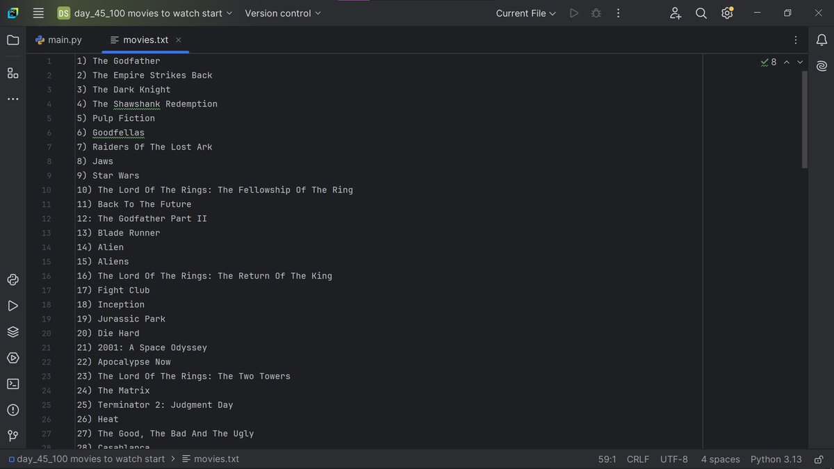bluedev_py's tweet image. Day 45/100 – Intermediate+
> Web Scraping with BeautifulSoup
> Scraped a List of the Top 100 Movies from a Website
#100DaysOfCode
#pythonprogramming
#pythononlinetraining