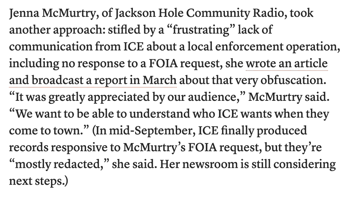recently spoke to <a href="/davelevinthal/">Dave Levinthal</a> for <a href="/CJR/">Columbia Journalism Review</a> for his article "ICE May Be Breaking the Law to Stonewall Reporters" cjr.org/analysis/ice-c…