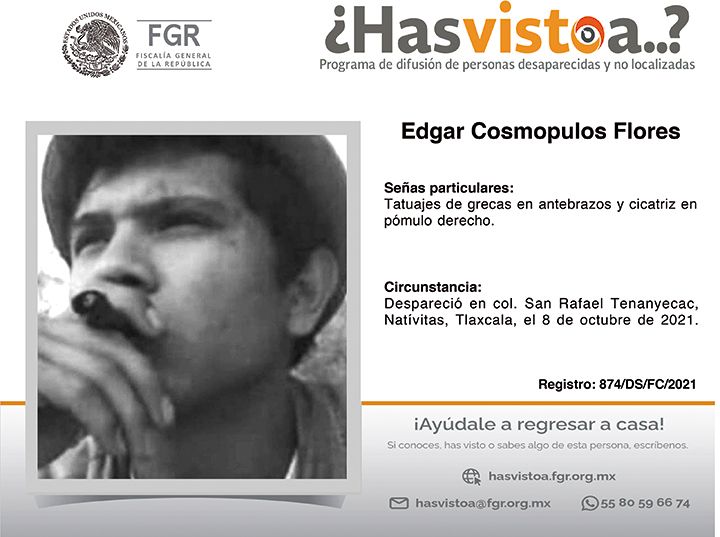 #Comparte, alguien puede tener algún dato que ayude a encontrarle o si conoces, #HasVistoA escribe al correo hasvistoa@pgr.gob.mx

¡Somos personas ayudando a otras personas! buff.ly/4dD7diW #Desaparecidos #Desaparecidas #HastaEncontrarte #México.

<a href="/FGRMexico/">FGR México</a>.