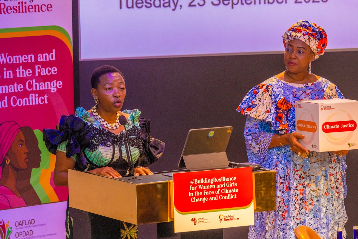 MamaRachelRuto's tweet photo. The Organisation of African First Ladies for Development (OAFLAD) unites African First Ladies to use their voices and platforms in advancing health, education, women’s empowerment, and sustainable development across the continent.

Today, on the sidelines of the UN General Assembly, @OAFLAD launched the campaign #BuildingResilience of Women and Girls in the Face of Climate Change and Conflict, a powerful call to action to ensure that women and girls, who bear the greatest burden of the climate crisis, are included in shaping the solutions.

We as African First Ladies made pledges of commitment and I pledged to advocate for policies that address the disproportionate impact of climate change on women and girls, and demand a seat for them at the decision-making table to design and implement equitable solutions.

#OAFLADatUNGA80 #UNGA80