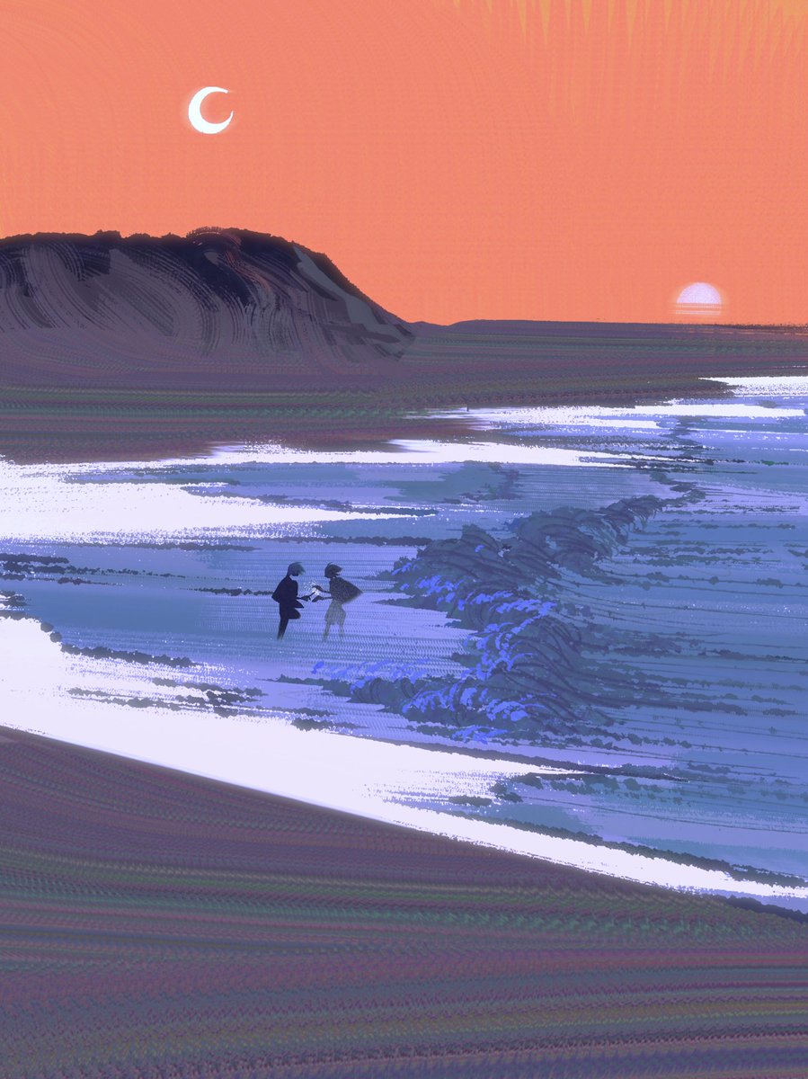 「最後の花火が終わったら、僕は帰らないと...」
「えっ…どこへ？」
「現実へ...」
#イラスト#海