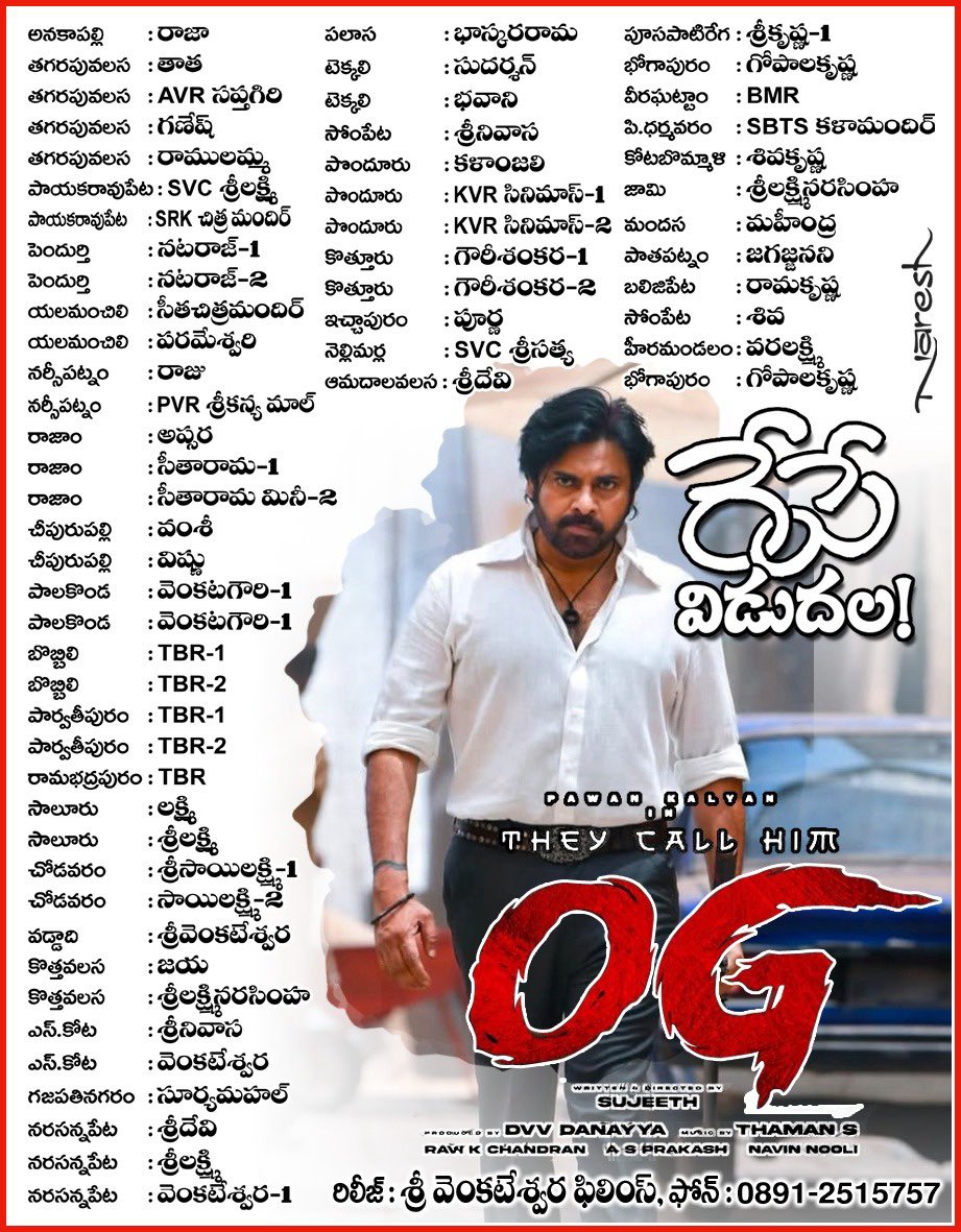 #OG Uttarandhra Release by Sri Venkateswara Films !!

<a href="/PawanKalyan/">Pawan Kalyan</a> <a href="/emraanhashmi/">Emraan Hashmi</a> @SujeethSign @Iam_Arjundas <a href="/priyankaamohan/">Priyanka Mohan</a>  <a href="/MusicThaman/">thaman S</a> @Dop007 <a href="/manojdft/">manoj paramahamsa</a> @Navinnooli #AsPrakash <a href="/IamKalyanDasari/">Kalyan Dasari</a> <a href="/venupro/">L.VENUGOPAL🌞</a> <a href="/DVVMovies/">DVV Entertainment</a> <a href="/SonyMusicSouth/">Sony Music South India</a>

 #TheyCallHimOG