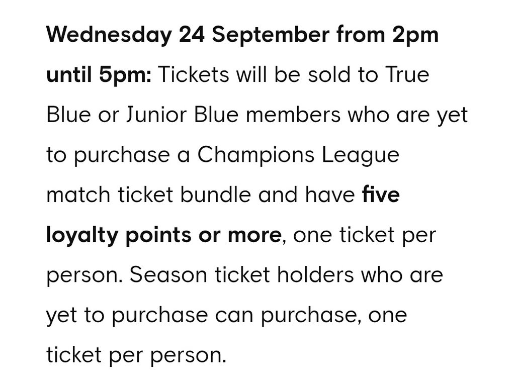 advaitajitkumar's tweet photo. @ChelseaVWR_ Sorry I read the website posting and got confused. It still references 5 loyalty points? Apologies if I'm reading incorrectly https://t.co/3LUoxHiJA5