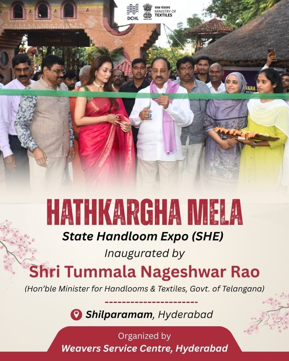 dchandlooms01's tweet image. Soak in the festive vibes at Hathkargha Mela, 2025, graced by the presence of Ms. Rashmi Thakur, Miss Asia International and Brand Ambassador for the event! Traditional handlooms and handicrafts at Shilparamam, Hyderabad. #ministryoftextiles #dchandlooms #handloomexpo #EXPO2025