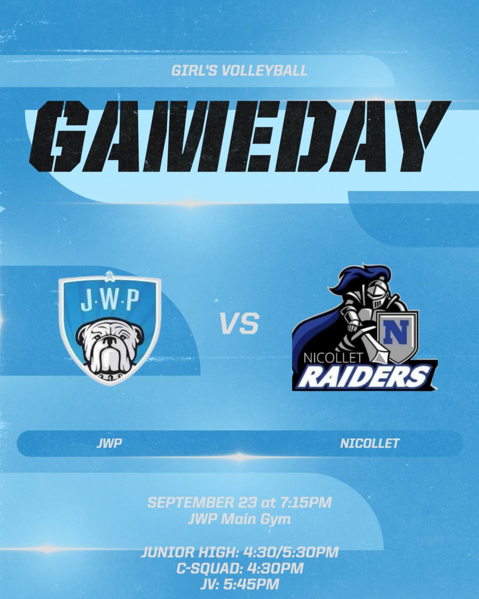 🏐 HOME GAMEDAY 🏐  

BULLDOGS vs. NICOLLET-RAIDERS
📍 JWP Main Gym 
⏰ First Serve: 7:15pm
🎟 Tickets: gofan.co/app/school/MN1…  
📺 Stream: fan.hudl.com

Come out and cheer on the Bulldogs in tonight’s non-conference action!