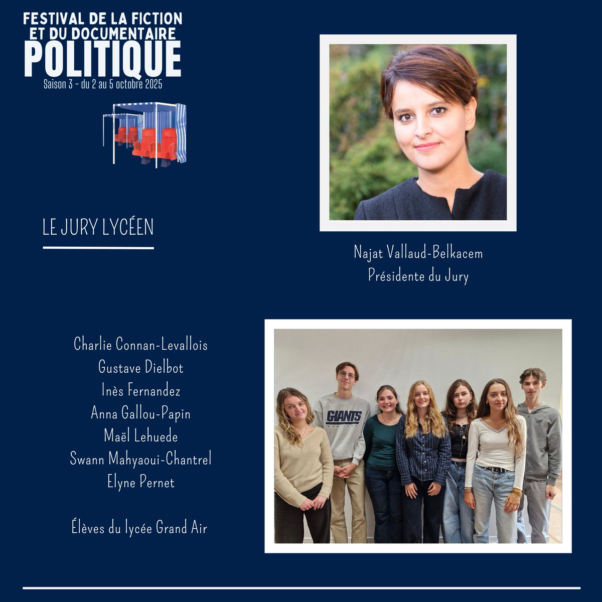 Nous sommes ravis de pouvoir vous présenter les membres des différents jurys de la 3e édition du Festival de la Fiction et du Documentaire Politique de La Baule ! 🏆

Le Jury Fiction, Documentaires, Presse et Lycéens

Réservations : wwwcinegulfstream.fr