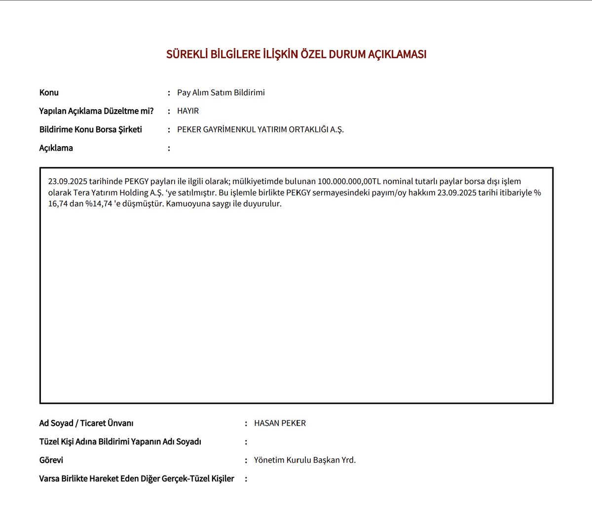 #PEKGY KAP Tera'ya mal aktarımı olmuş. #tly