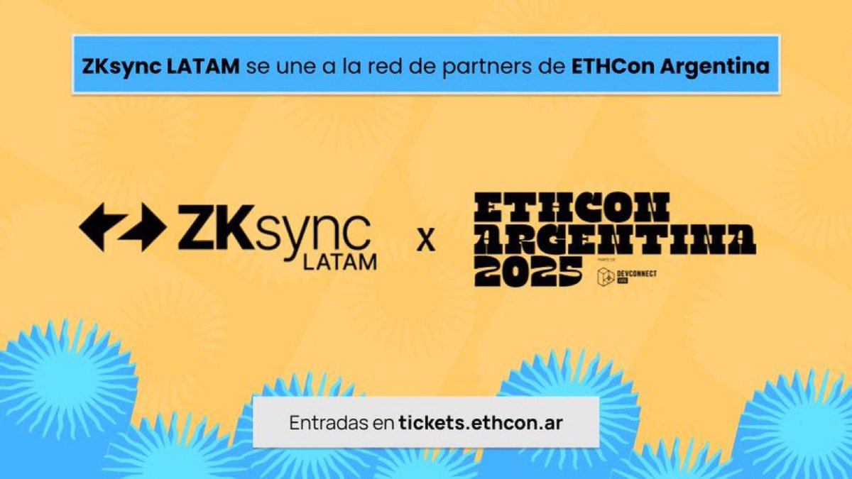 ZKamigos's tweet image. 🚀 ¡ZKsync LATAM en #ETHcon Buenos Aires!

📍 18 nov | La Rural
🌍 Parte de #Devconnect
Charlas, paneles, workshops más, todo en un solo día.
Nos vemos ahí 🔥
@ETHConAR 
@EFDevcon 
@SEEDLatam 
#ZKsyncLATAM #Ethereum