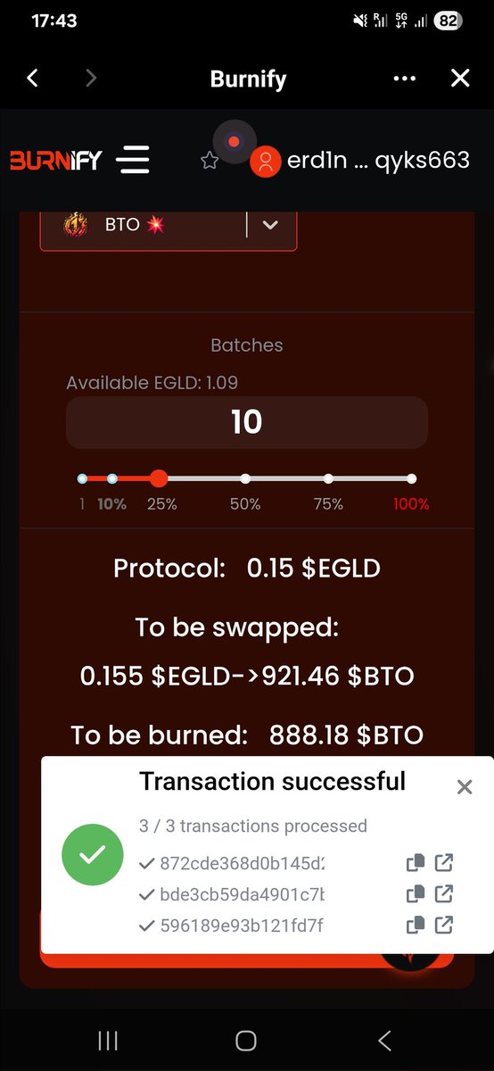 Still 15 min left in cycle on💥 <a href="/BurnifyApp/">Burnify</a> burn some BTO <a href="/BurnToOne/">Burn to one</a>
